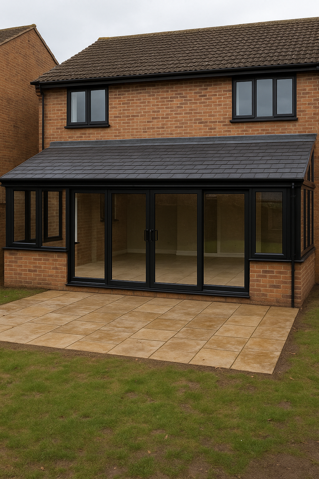 Lean-to conservatory with tiled roof